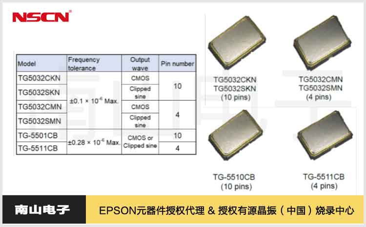 愛普生發(fā)布全新TCXO溫補(bǔ)晶振TG5032系列和TG-5510系列